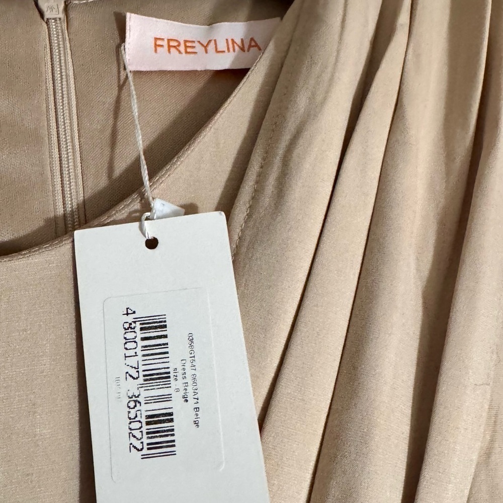 Beige Sleeveless Neck Sheath Dress - Picture 5 of 5